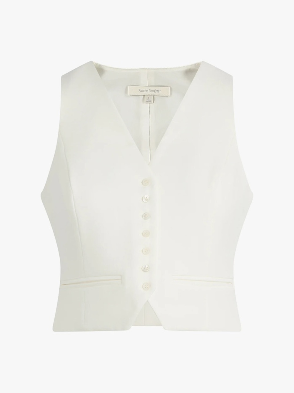 FAVORITE DAUGHTER V-Neck Button Vest and High-Waist Trousers Set - Cream - Picture 5 of 12